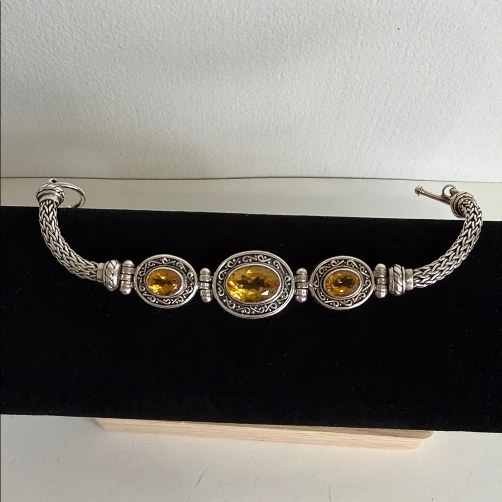 BA Suarti 925 Sterling Silver Amber Toggle Bracelet Indonesia